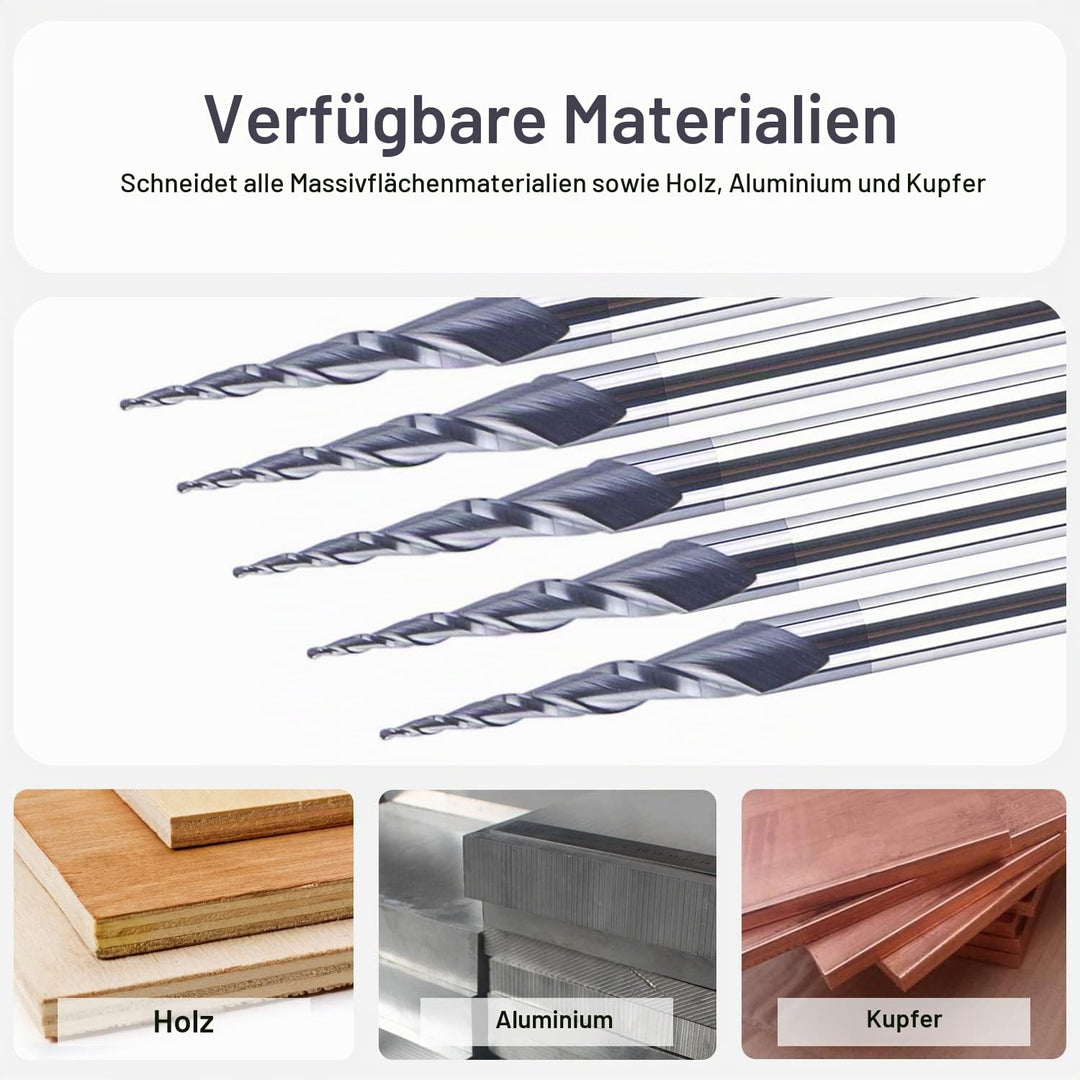 SpeTool 5 Stück Schaftfräser Eingestellt R0,25, 3,175mm (1/8") Schaft 2 Flöten Kugelkopffräser Konis