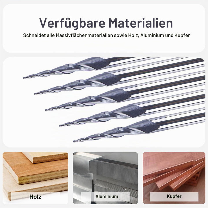 SpeTool 5 Stück Schaftfräser Eingestellt R0,25, 3,175mm (1/8") Schaft 2 Flöten Kugelkopffräser Konis