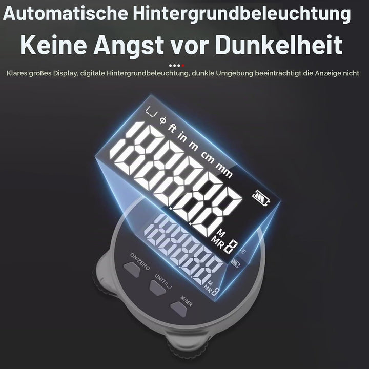Digitales Rolllineal, Messrad Klein Digital, Elektronisches Massband mit LCD-Bildschirm, zum Messen