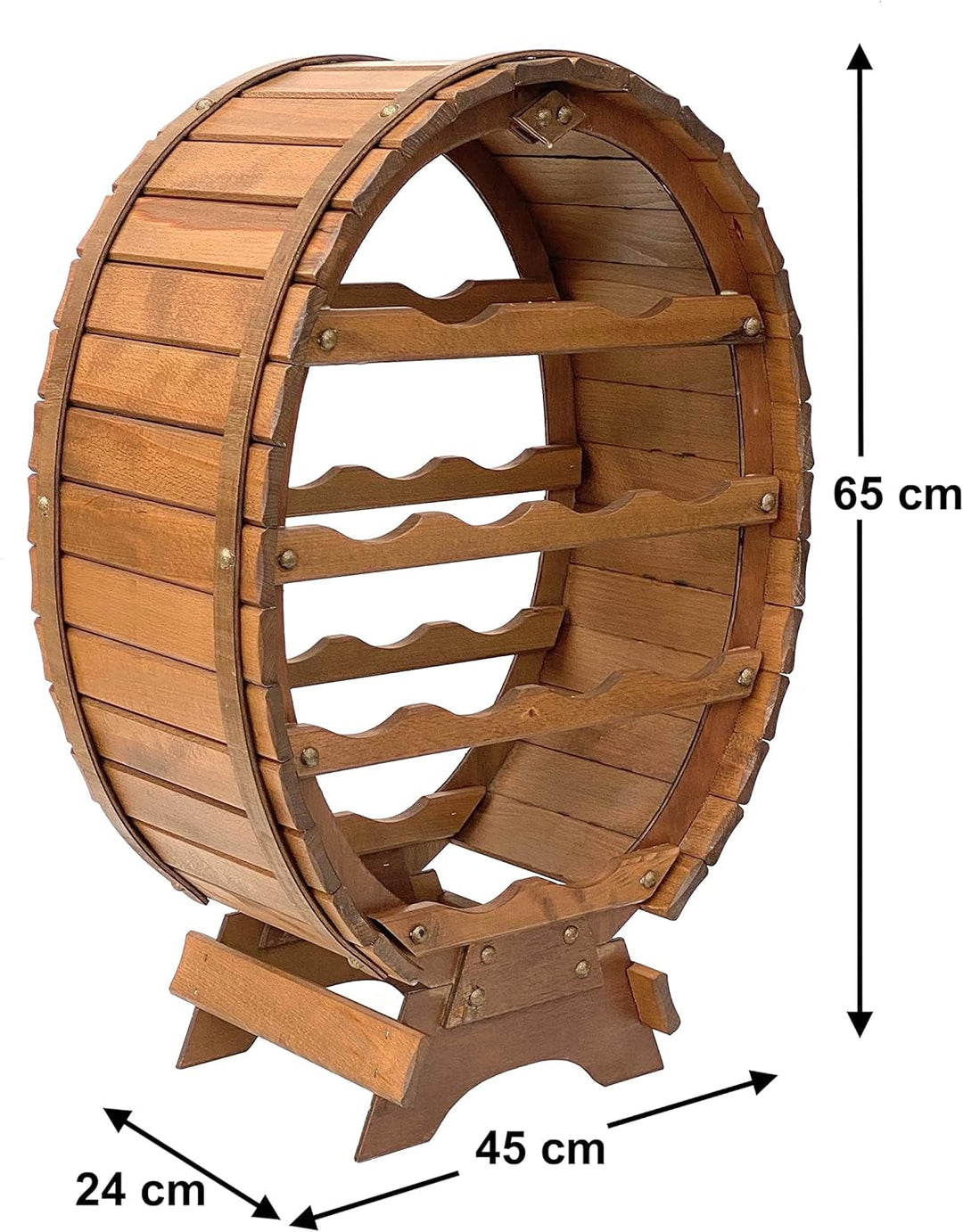 DanDiBo Weinregal Holz Weinfass für 12 Flaschen Braun gebeizt Bar Flaschenständer Fass Flaschenhalte
