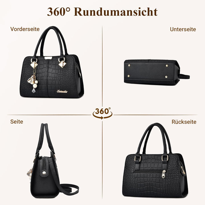 DIRRONA Damenhandtasche Mit Elegantem Anhänger Aus Weichem Verbessertem PU-Leder Und Goldenen Beschl