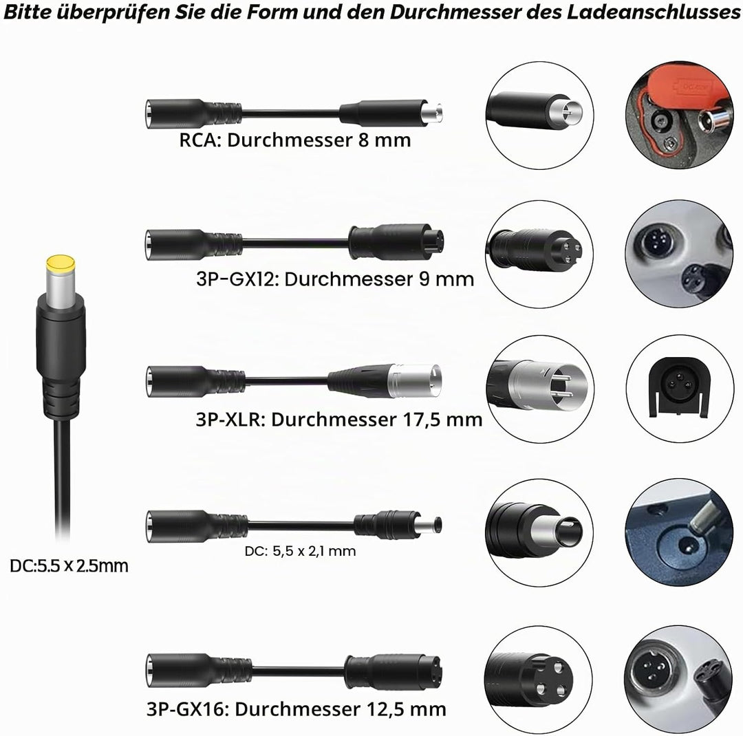 Yasco Li-ion akku Ladegerät Mehrere Stecker Für Elektrofahrrad Roller E-Bike Boot Motorrad Xiaomi Ak