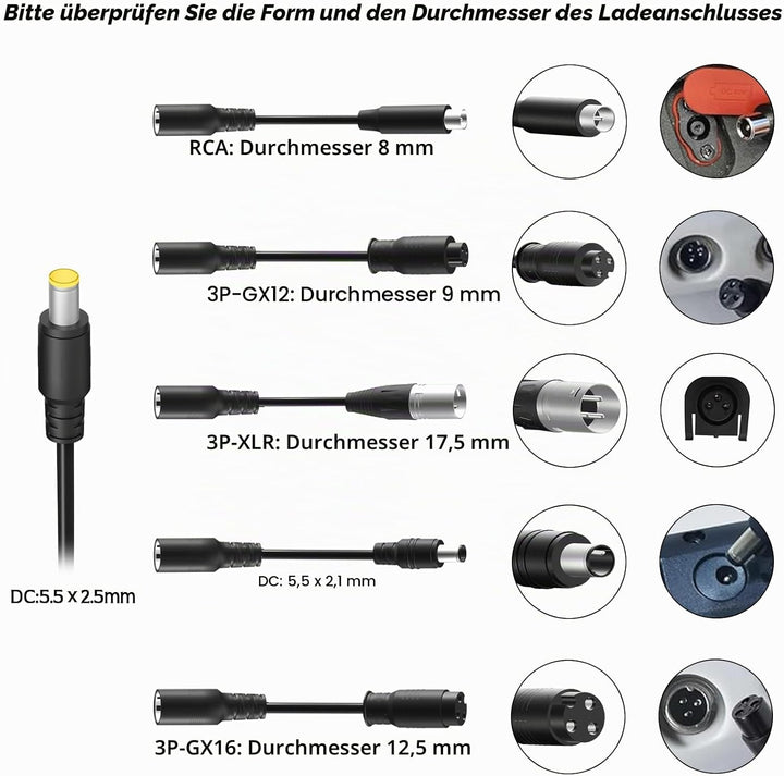 Yasco Li-ion akku Ladegerät Mehrere Stecker Für Elektrofahrrad Roller E-Bike Boot Motorrad Xiaomi Ak
