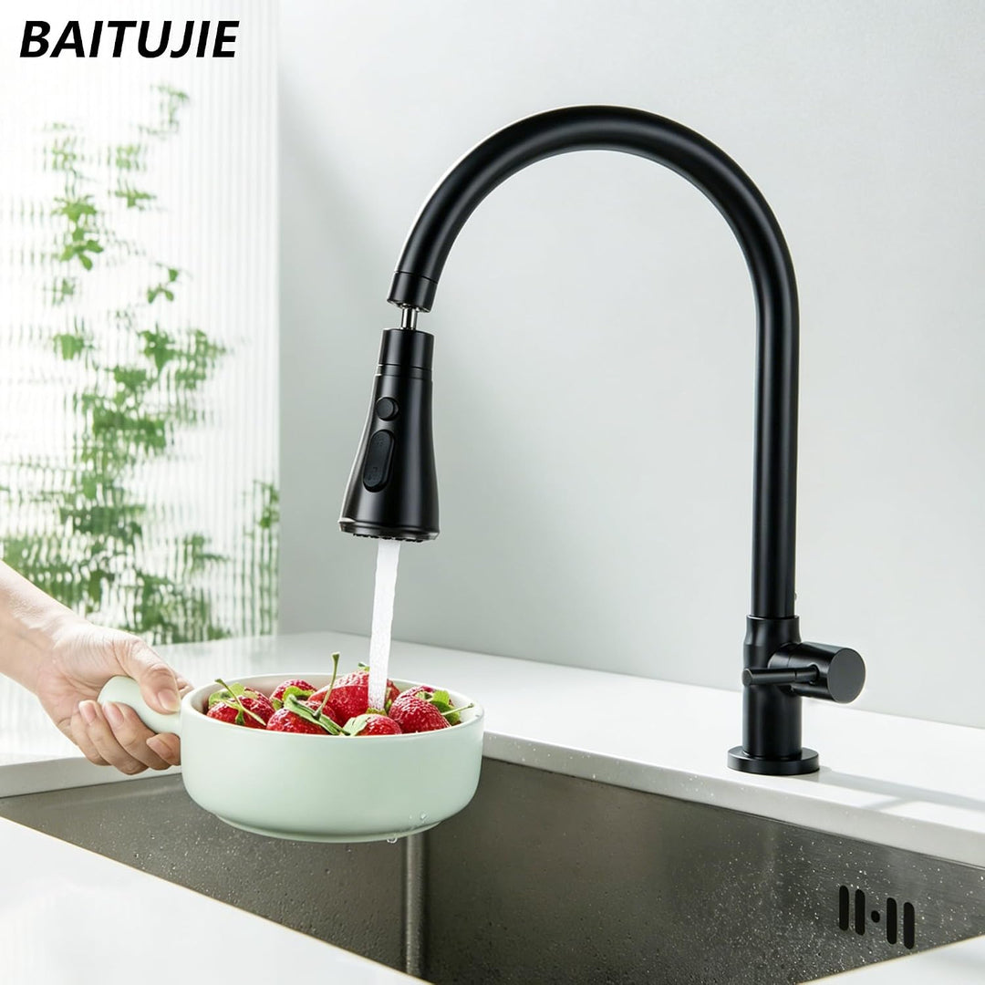 Kaltwasser-Wasserhahn, SUS304 Edelstahl für Küchenspüle, hoher Bogen, Einhandgriff, nur Kaltwasserha