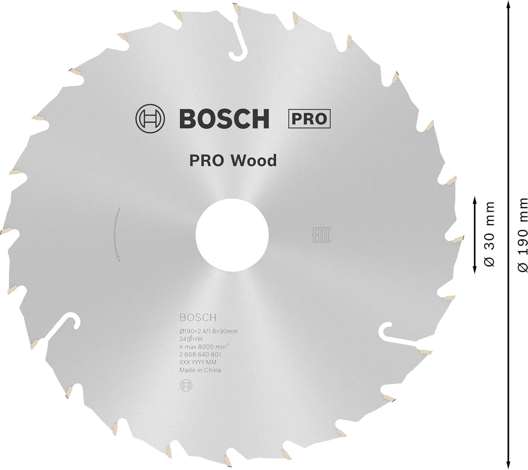 Bosch 1x PRO Wood Kreissägeblatt für Akku-Handkreissägen (für Weichholz, Hartholz, Ø mm, Professiona