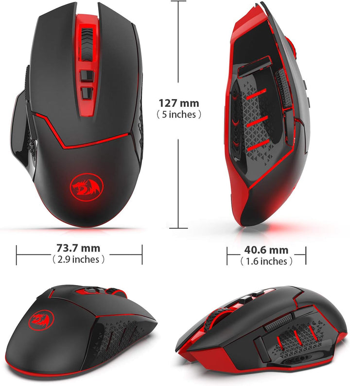 Redragon M690-1 Kabellose Gaming-Maus mit DPI-Schaltung, 2 Seitentasten, 2400 DPI, ergonomisches Des