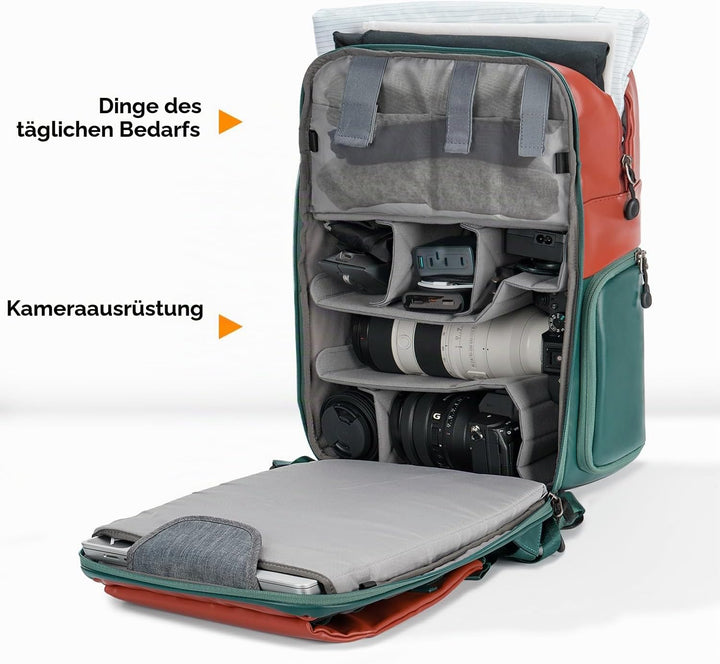 K&amp;F CONCEPT Kamerarucksäcke 20L, Grosse Camera Backpack 15,6 Zoll Laptopfach, Spritzwassergeschutzt