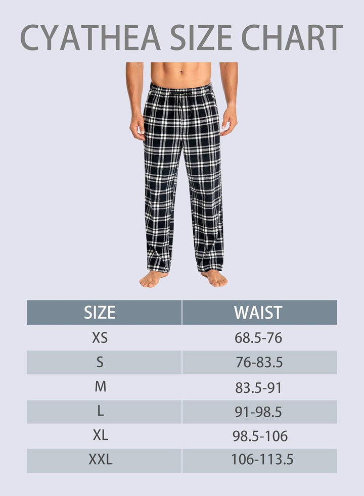 Schlafanzughose Herren 100% Baumwolle Flannel Pyjamahose Kariert Loungehose mit Taschen Nachtwäsche