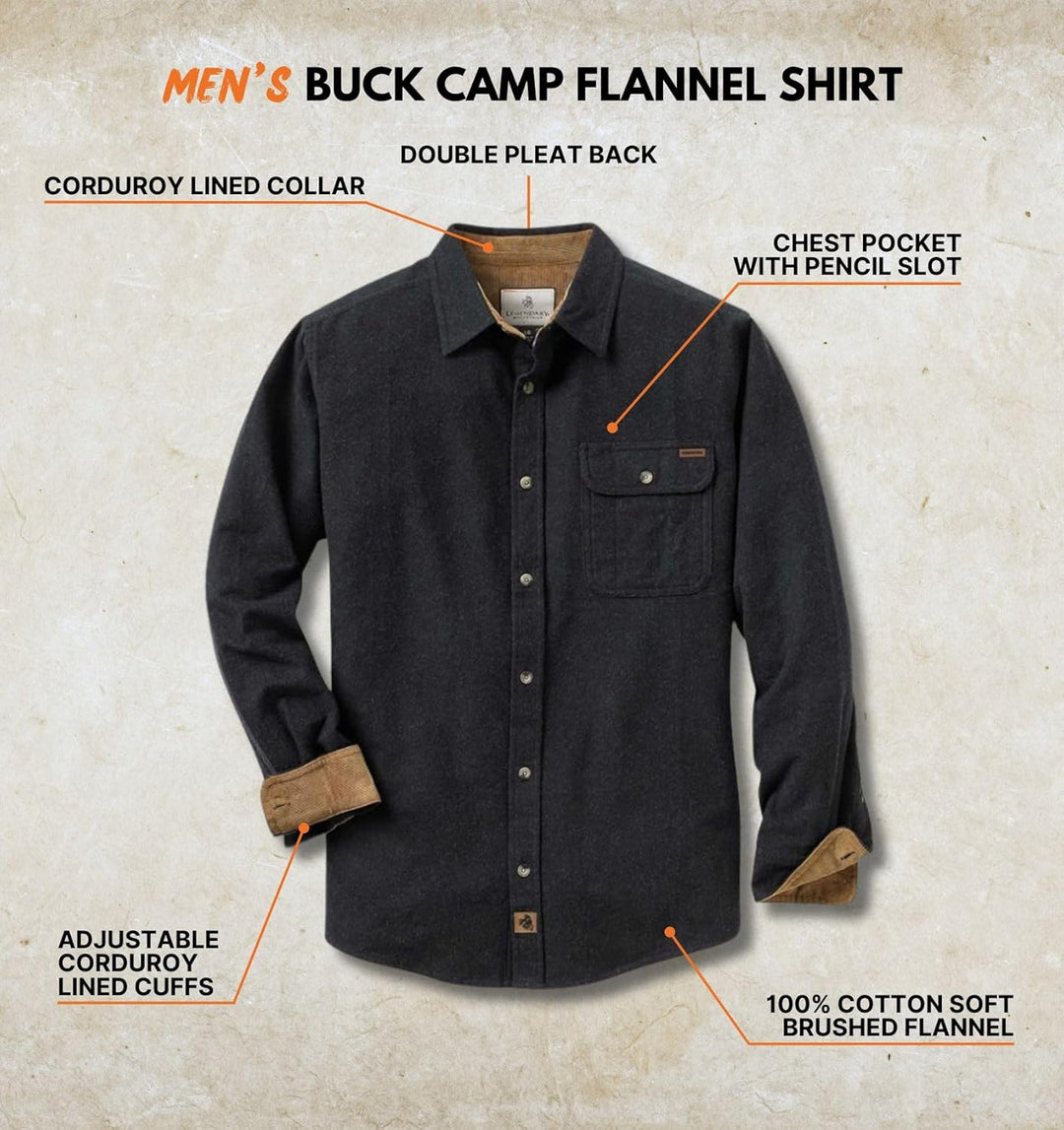 Legendary Whitetails Herren Buck Camp Flanellhemd Langarm Heather Button Down für Herren Freizeithem