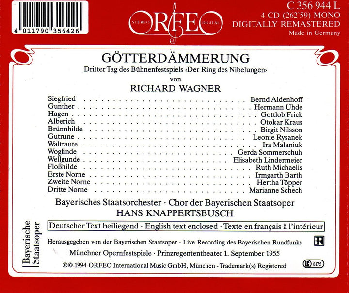 Wagner: Götterdämmerung (Gesamtaufnahme) (München 1.9.1955), Audio-CD