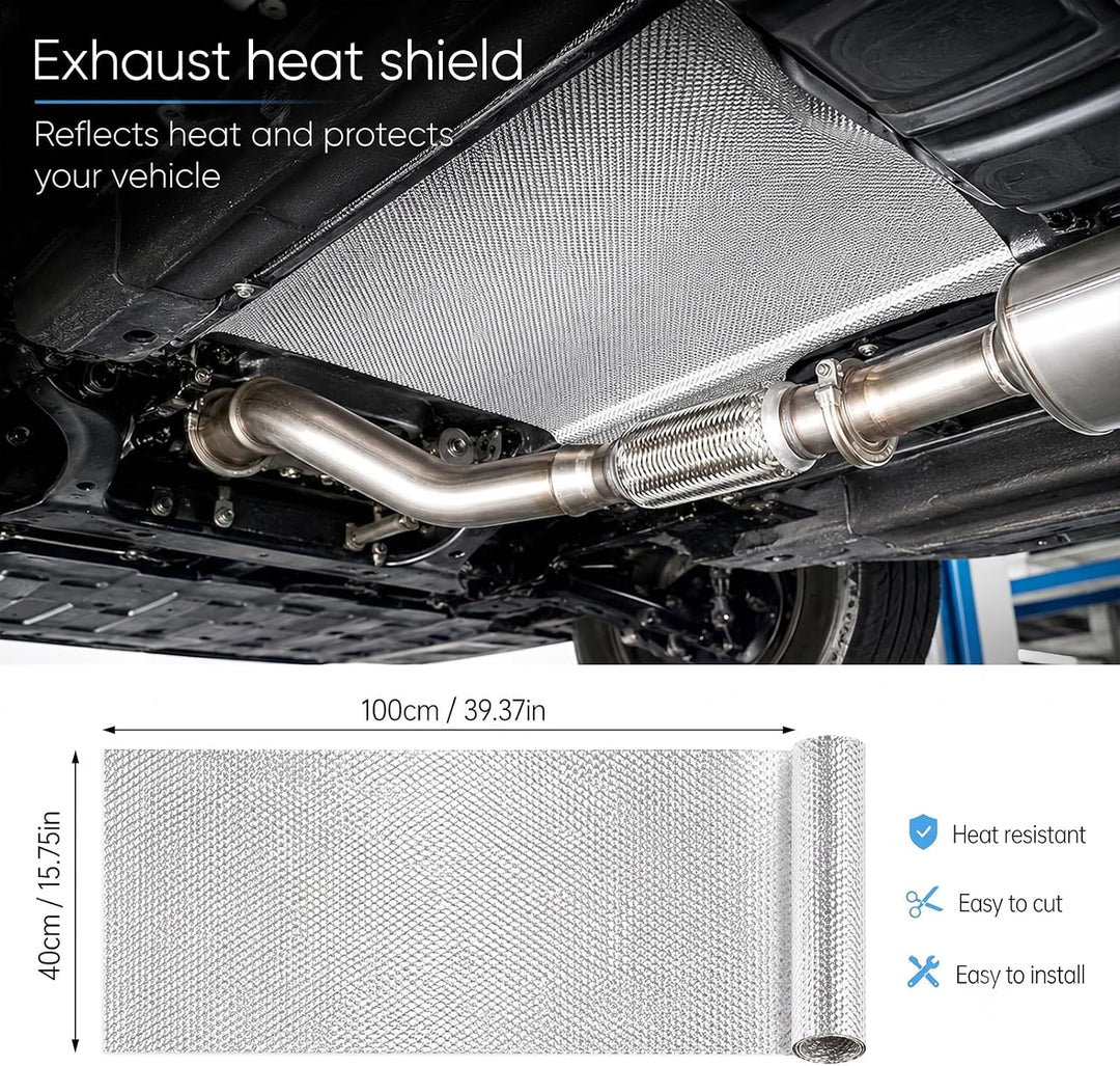 Geprägtes Hitzeschutzblech Aluminium 100x40cm, 0,5mm Stark, Universelles Hitzeschild für Auto/Motorr
