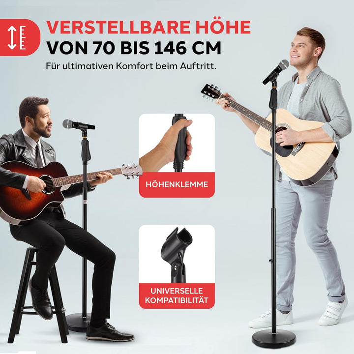 Pyle Universeller Mikrofonständer – M-6 Mikrofonhalter und Höhenverstellbar von 27,5” bis 57,5” Zoll