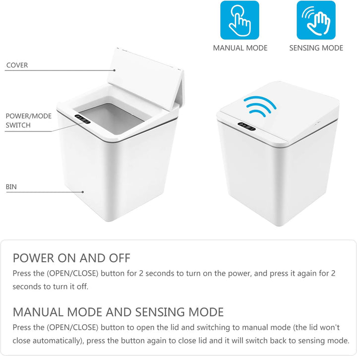 FEBHBRQ 6 Liter / 1,5 Gallon Automatische Erkennung Desktop Abfalleimer Box Form Mini Mülleimer mit