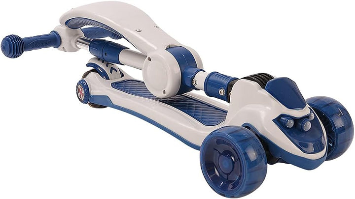 Tretroller mit 3 Rädern für Scooter, faltbar, bunt | rutschfeste Brücke höhenverstellbar mit LED-Lic