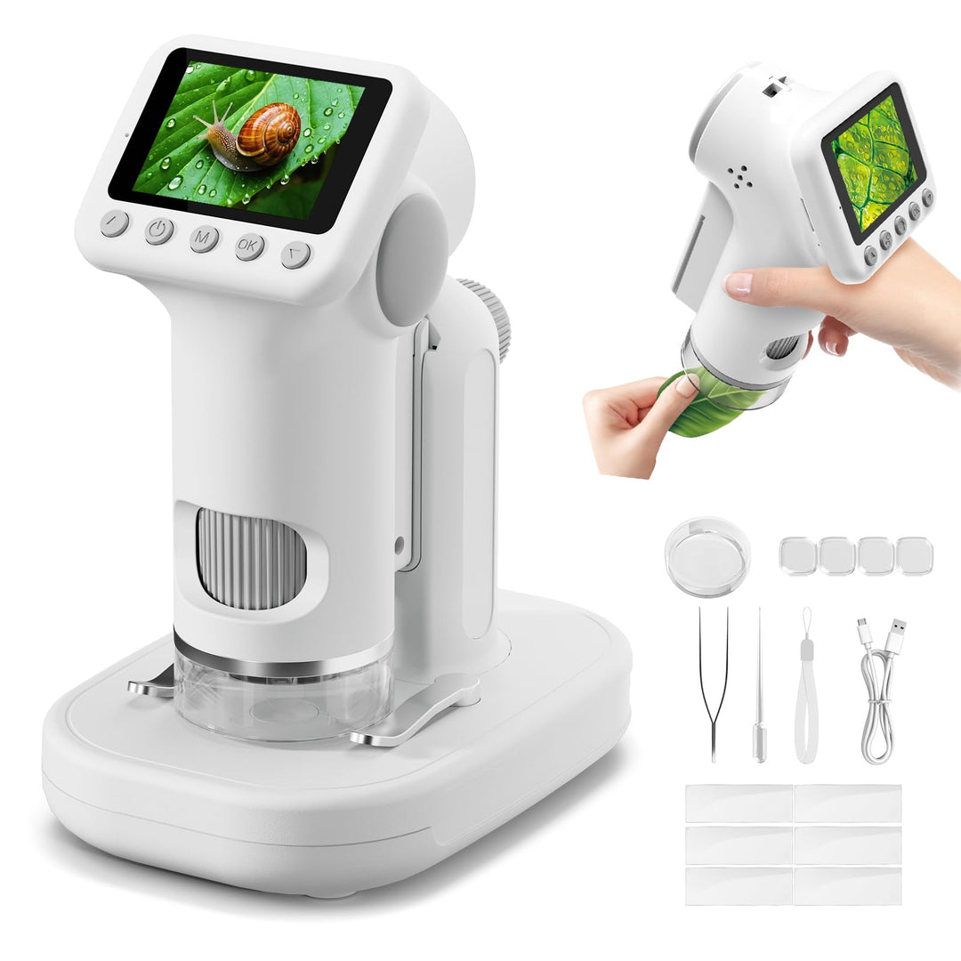 1600X Mikroskop für Kinder, 4K 2,0" IPS-Bildschirm Kinder Mikroskop mit wissenschaftlichen Kits, lus