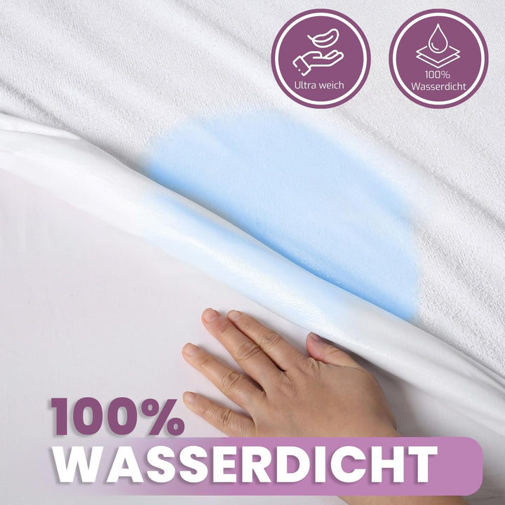 2er Set Matratzenschoner 70x140 Baby wasserdicht (Rundum-Gummizug)- Inkontinenzunterlage waschbar, w