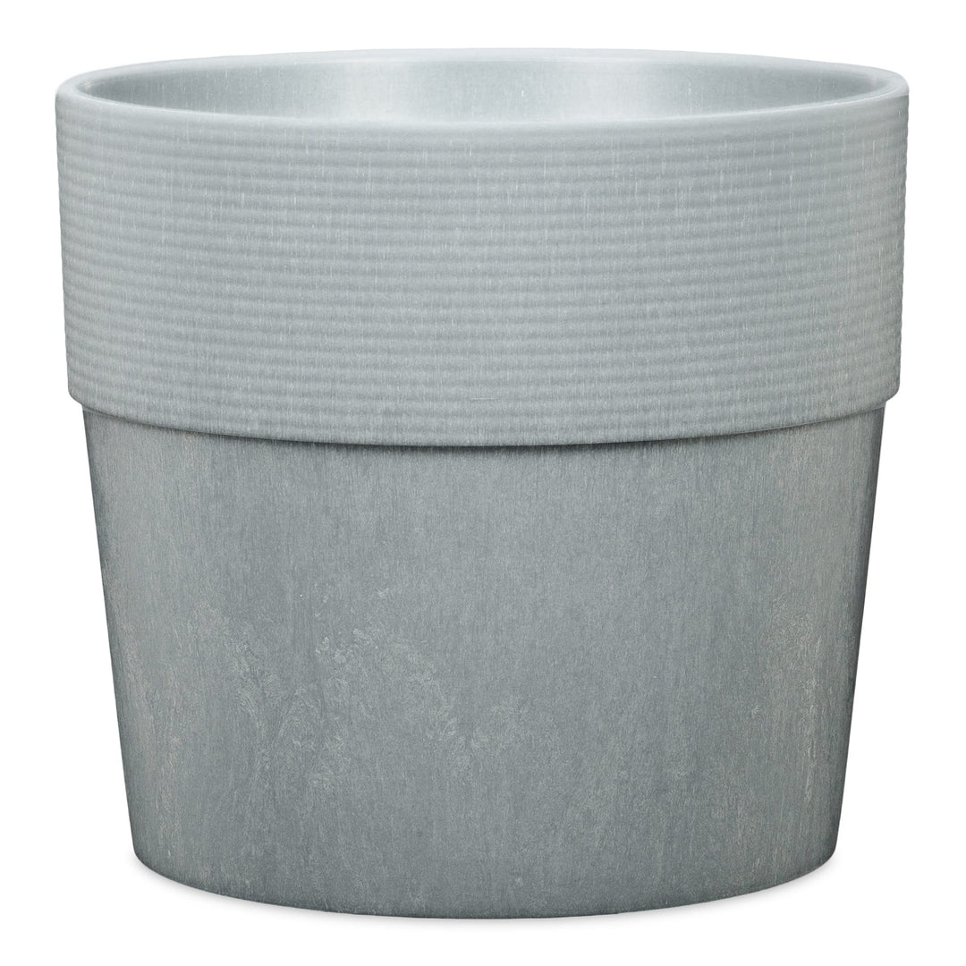 Scheurich Groove+ 40, Pflanzgefäss/Pflanzkübel, rund, Farbe: Concrete, hergestellt mit recyceltem Ku