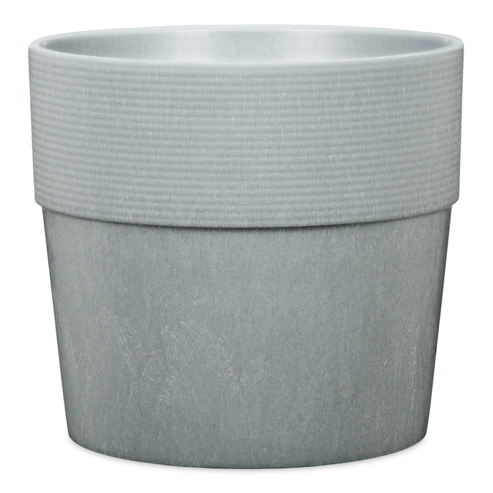 Scheurich Groove+ 40, Pflanzgefäss/Pflanzkübel, rund, Farbe: Concrete, hergestellt mit recyceltem Ku