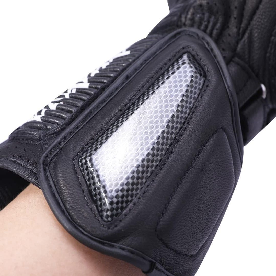 Harssidanzar Motorradhandschuhe aus Leder für Männer und Frauen,Touchscreen Powersports Carbon Fiber