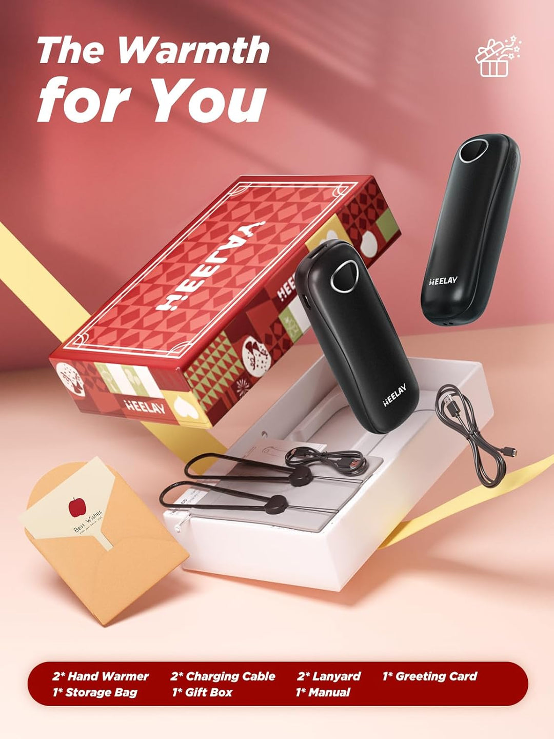 Handwärmer Elektrisch 10000mAh 2er-Pack [Weihnachts-Geschenksbox] Wiederverwendbarer Handwärmer USB