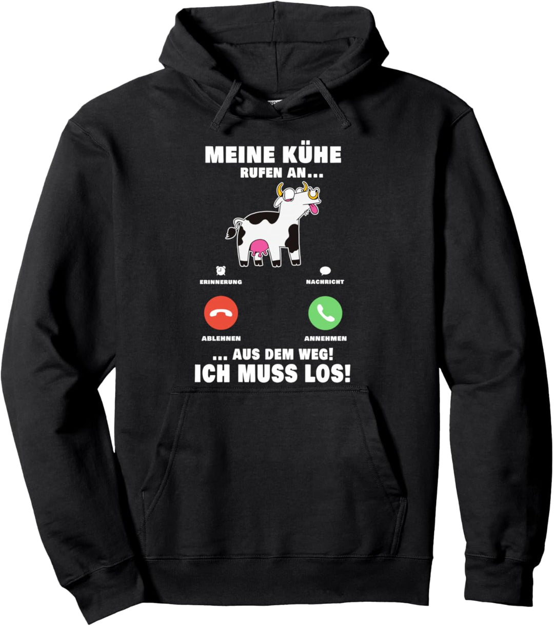 Meine Kühe rufen an Landwirt Tiere Bauer Kuhzüchter Kuh Pullover Hoodie