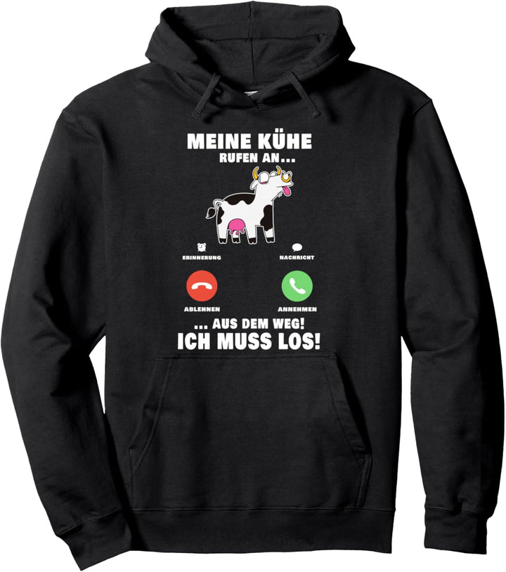 Meine Kühe rufen an Landwirt Tiere Bauer Kuhzüchter Kuh Pullover Hoodie