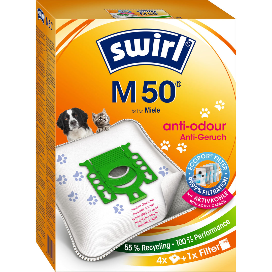 Swirl NeutralizAir M50 Staubsaugerbeutel (für Miele Staubsauger, 4 Beutel, 1 Filter) 4 Beutel + 1 Fi