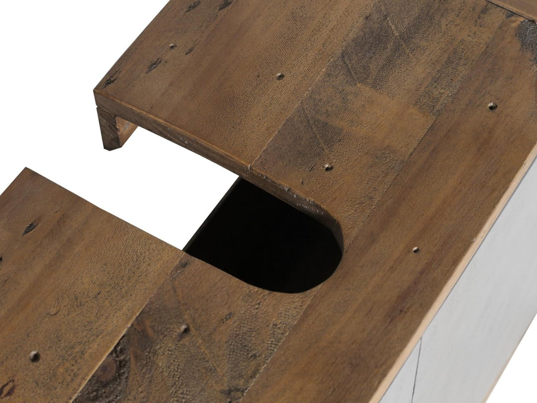 Woodkings® Waschbeckenunterschrank Dingle Holz Pinie rustikal und MDF Betonoptik grau Badezimmermöbe