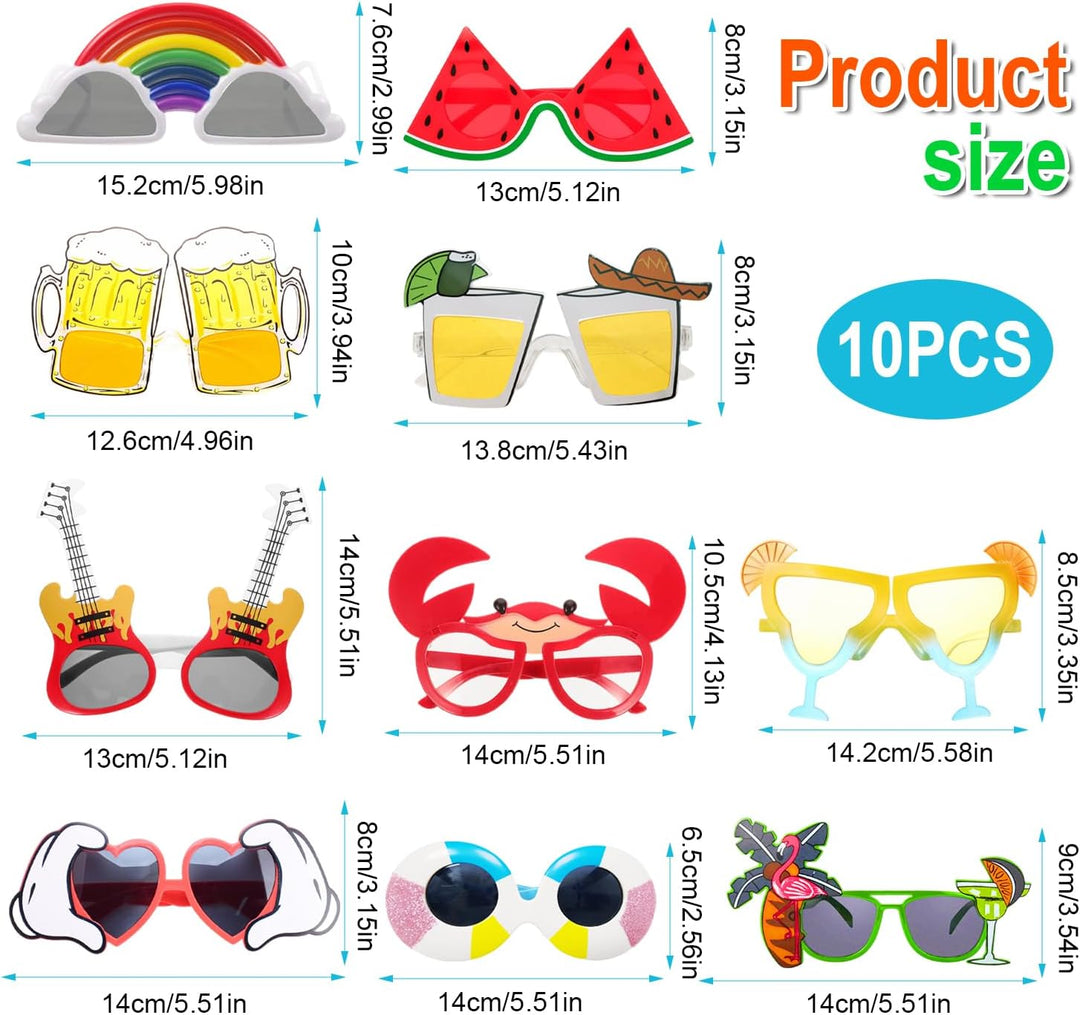 10 Einzigartige Hawaiianische Lustige Sonnenbrille Partybrillen Fotobox Accessoires Diese Neuartigen