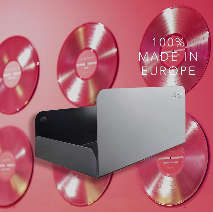 Vinyl Halter | für 50 Vinyls | 100% Stahl Schallplatten Wandhalterung | Schallplattenständer | Schal