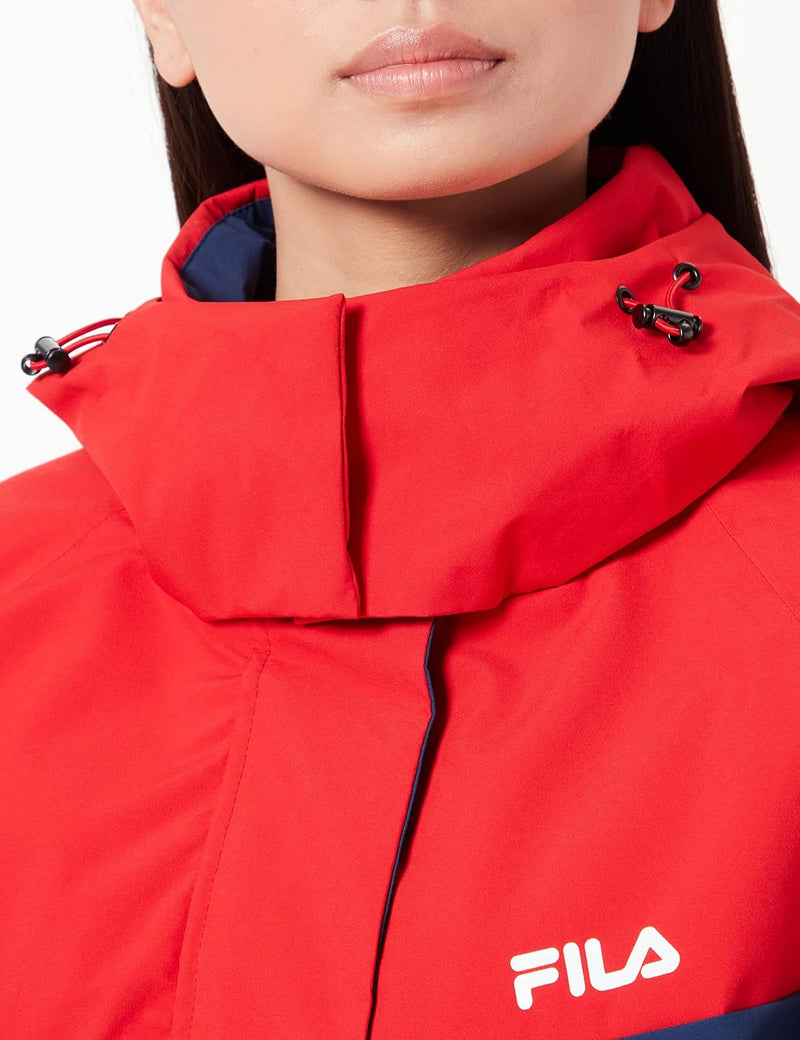 FILA Damen Turcin Light Parka Jacket Padded L Medieval Blue-True Red, L Medieval Blue-True Red