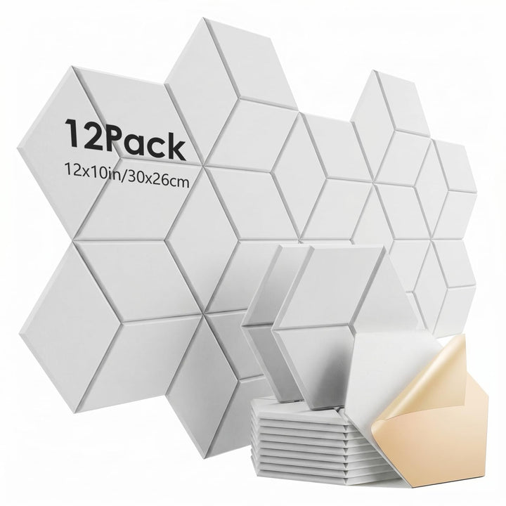 12er Pack selbstklebende Akustikpaneele, Schalldämmung Schaumstoffplatten mit hoher Dichte, Y-Linien
