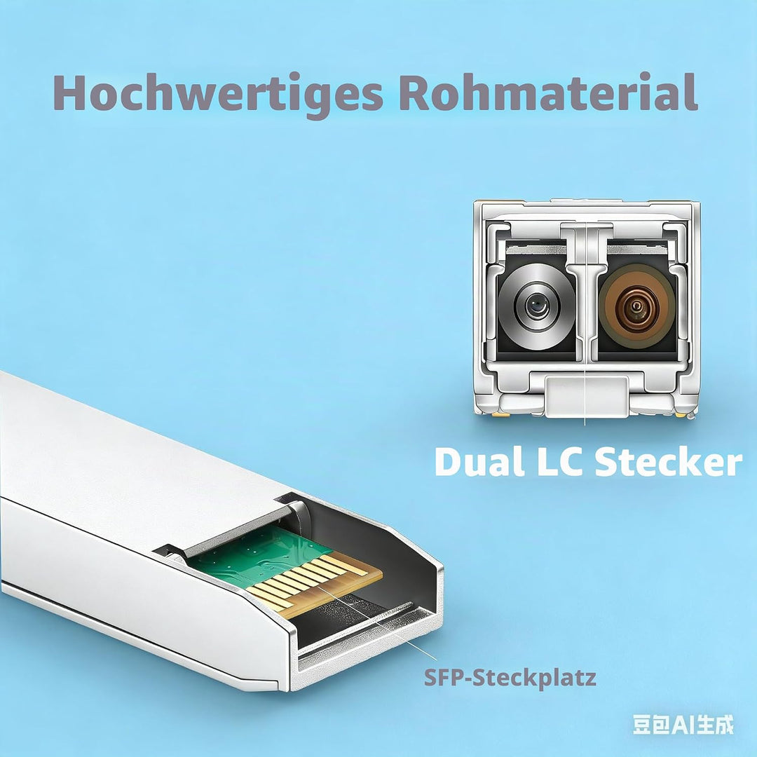 QINIYEK 10GBase-SR SFP+ Transceiver, 10G Multimode SFP+ LC-Modul, 850 nm MMF, bis zu 300 m, kompatib