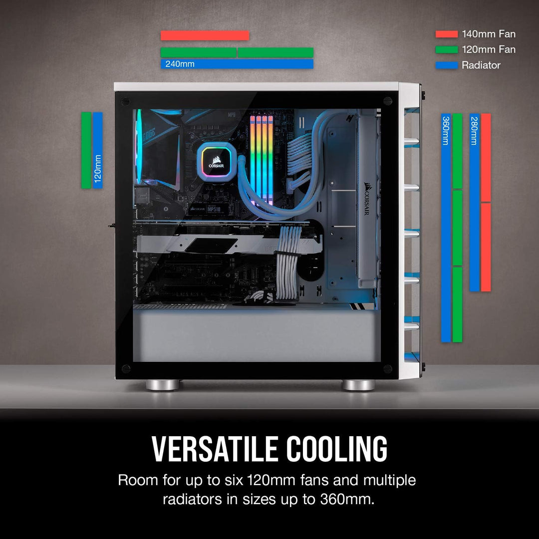 Corsair iCUE 465X RGB Mid-Tower ATX Smartes Gehäuse (Seiten und Frontscheibe aus gehärtetem Glas, 3