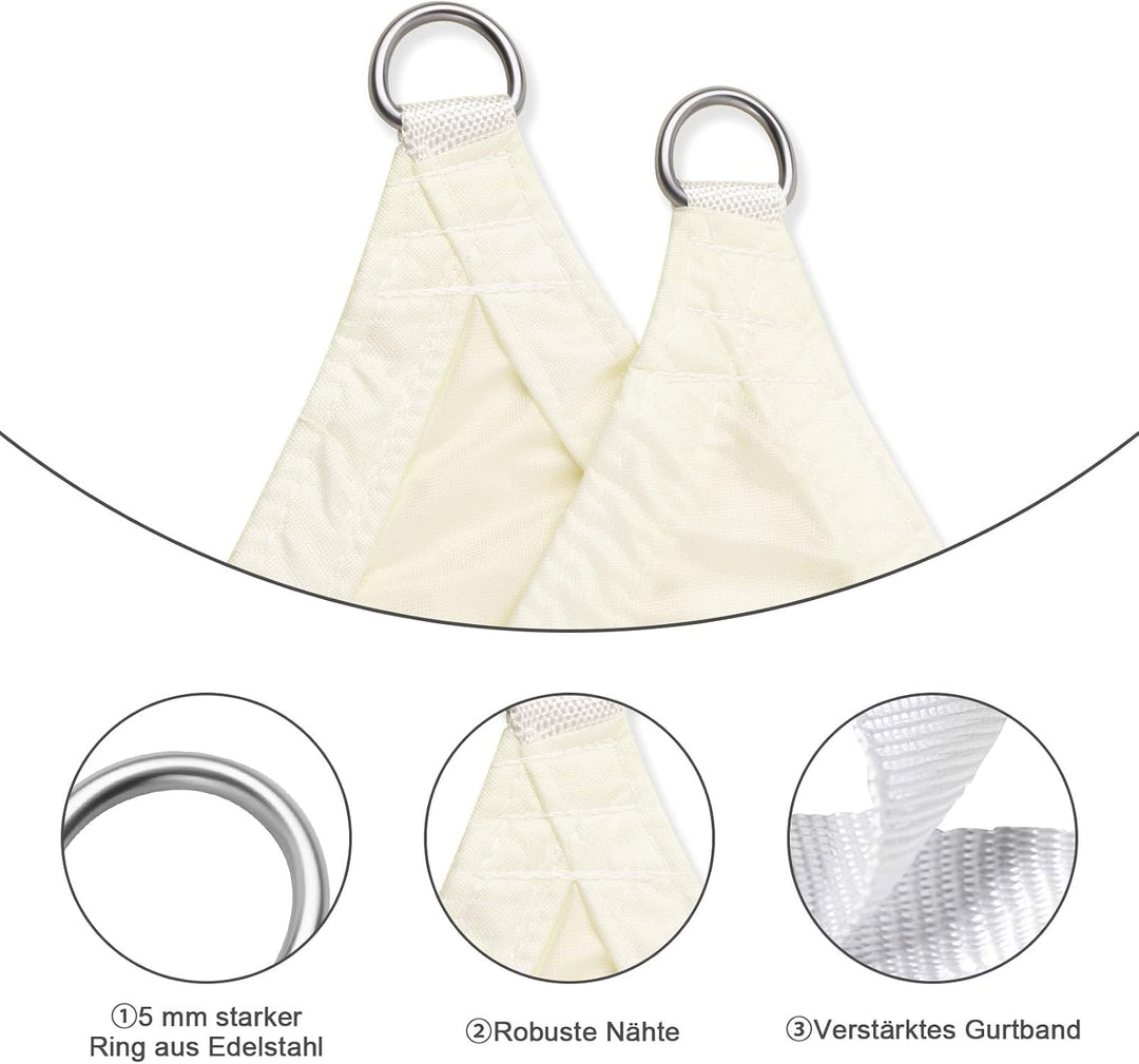 LOVE STORY Sonnensegel Dreieckig 2.5x2.5x2.5m Wasserdicht UV95% für Garten 2.5x2.5x2.5m Cremeweiss,