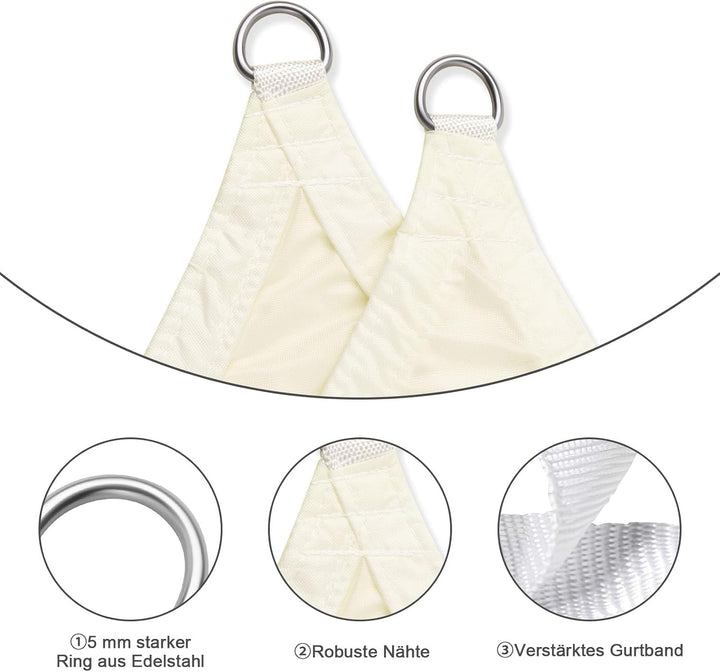 LOVE STORY Sonnensegel Dreieckig 2.5x2.5x2.5m Wasserdicht UV95% für Garten 2.5x2.5x2.5m Cremeweiss,