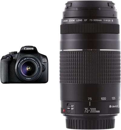 Canon EOS 2000D Spiegelreflexkamera - mit Objektiv EF-S 18-55 F3.5-5.6 III, schwarz & EF 75-300mm F4