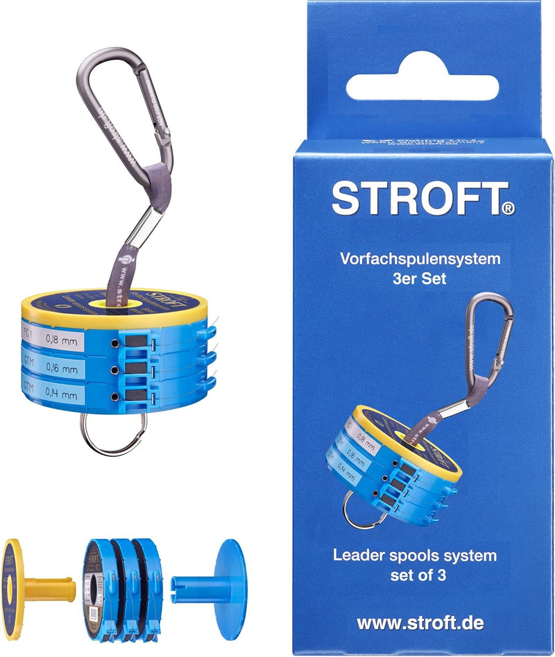 WAKU Stroft Schnur Vorfachspulensystem mit Cutter-Ringen 3er Set, 3er Set