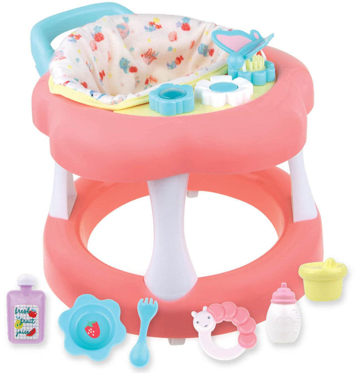 JC Toys - Rollator für Puppen bis 43 cm, mit Rädern, + 6 Zubehörteile, Rosa, ab 2 Jahren