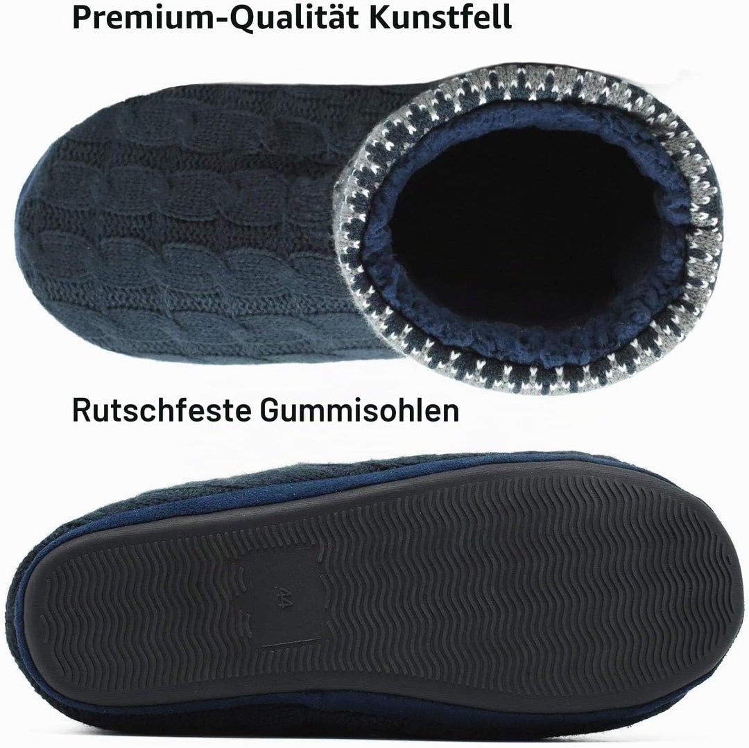 COFACE Herren Hüttenschuhe Lammfell Winter Hausschuhe Warme Plüsch Gefütterte Hausstiefel Männer Hau