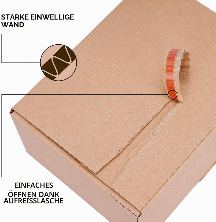 Automatik Karton - 120 Versandkartons mit selbstklebendem Deckel - Kartonagen 213 x 153 x 109 mm - V