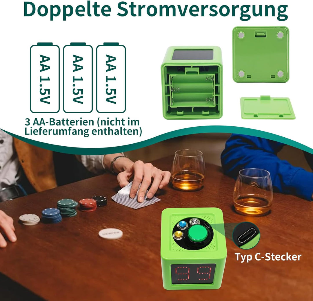 Poker Shot Clock, Cube Timer Countdown für Poker/Casino/Schachkasinos,20/30 Sec and Custom Time (Kle