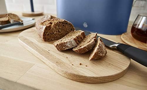 Swan Nordic Brotkasten, Deckel aus Bambusschneidebrett, Bread Bin aus Kohlenstoffstah für die Aufbew