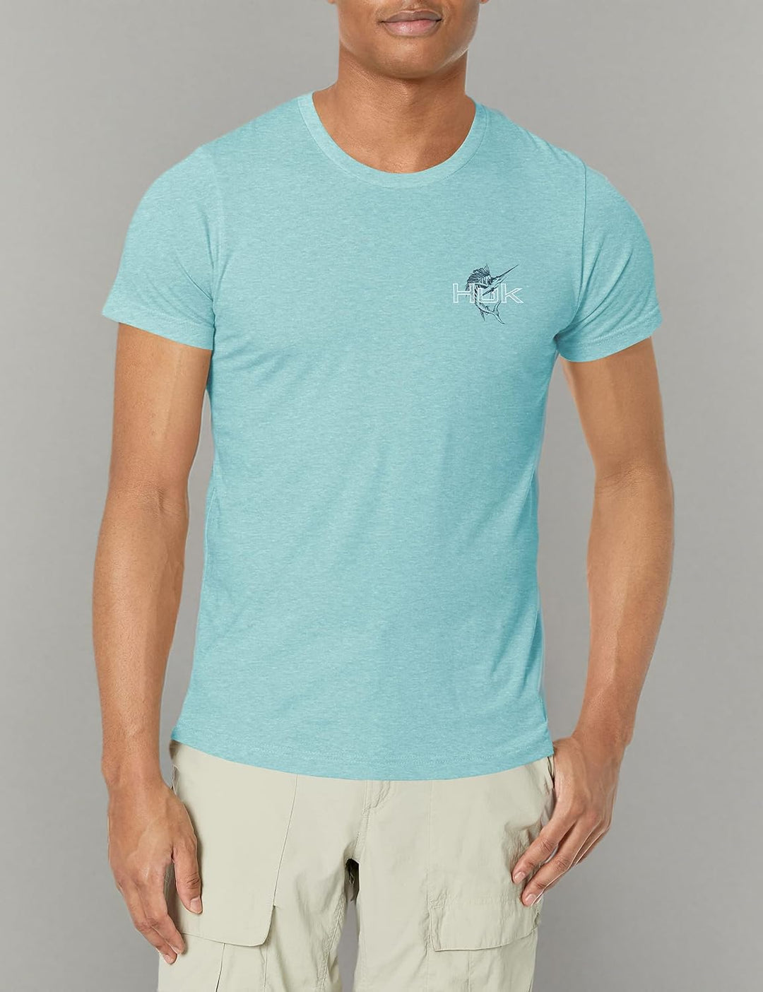 HUK Herren Short Sleeve Tee | Performance Fishing T-Shirt kurzärmelig S Marlin Shine – Porcelian Blu