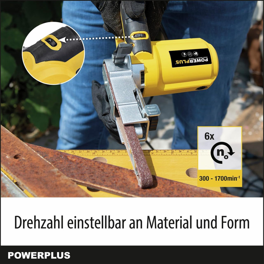 POWERPLUS POWX139 - Lijadora de banda 400w, Schwarz/Gelb