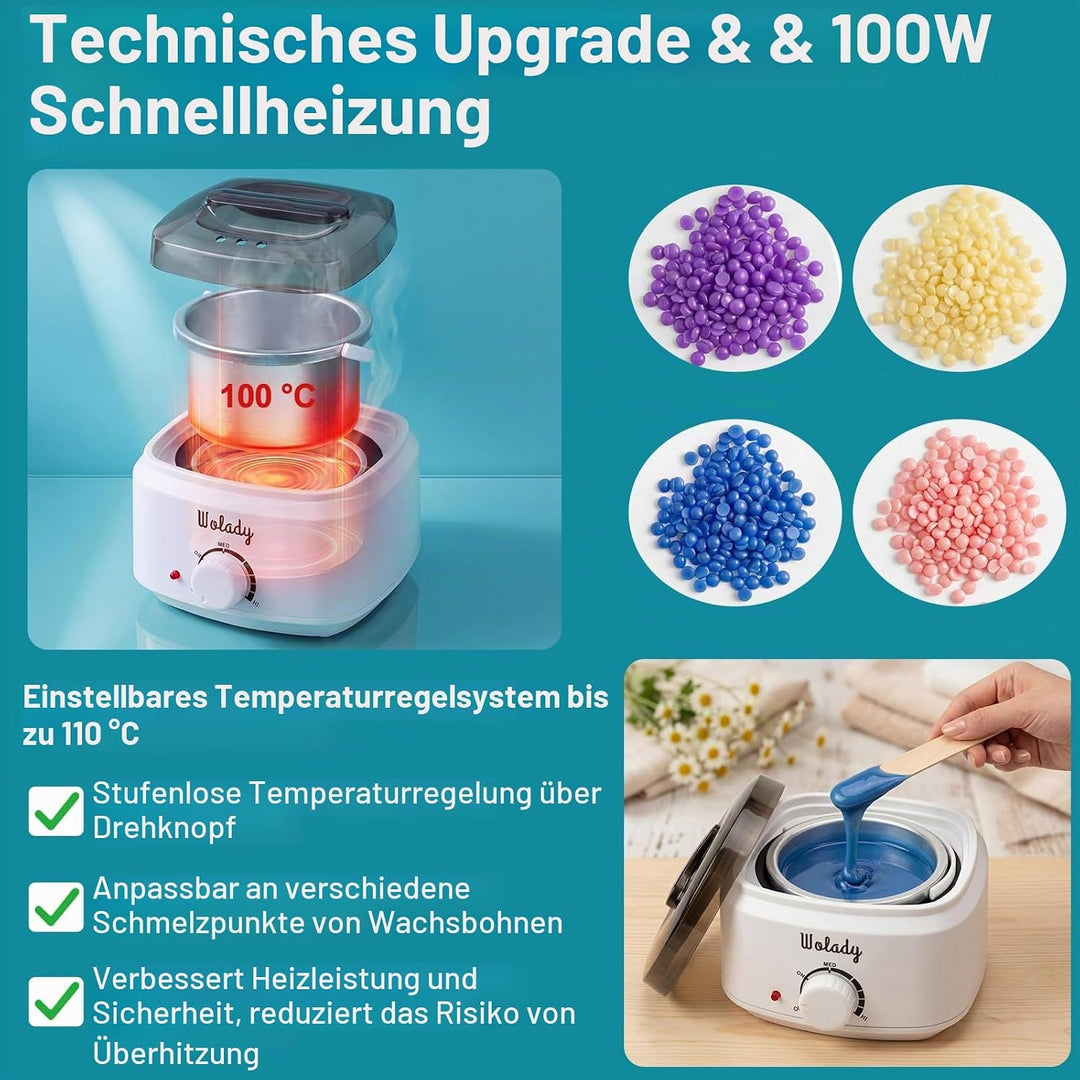 Wachserhitzer zur Haarentfernung mit Warmwachs, professionell, 4 Wachsbeuteln zur Bikini-Bereich, Au