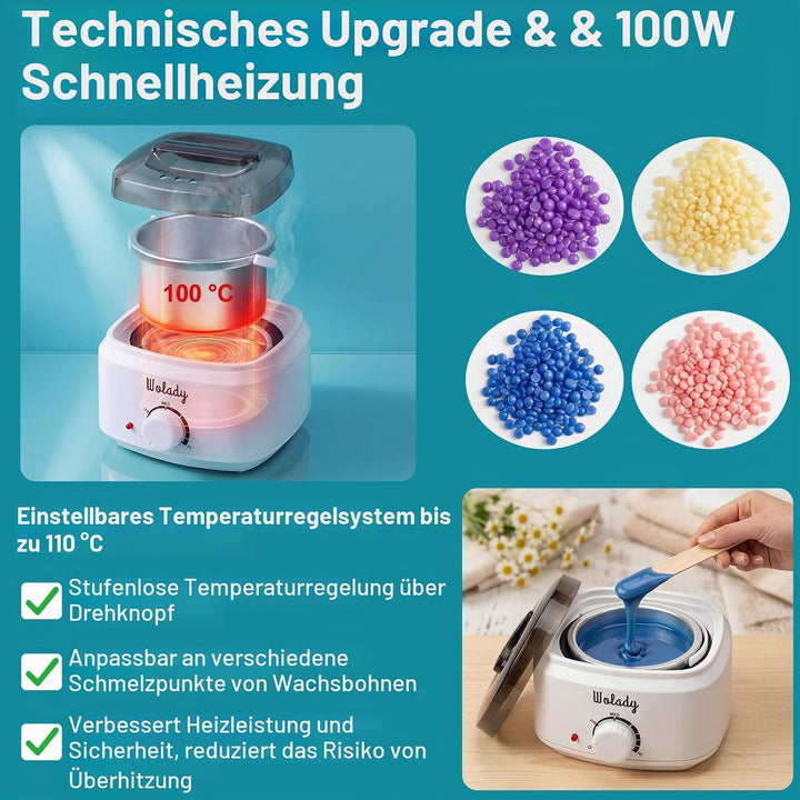Wachserhitzer zur Haarentfernung mit Warmwachs, professionell, 4 Wachsbeuteln zur Bikini-Bereich, Au