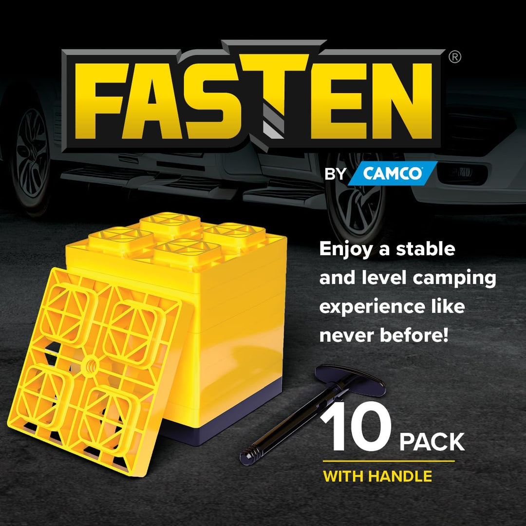 Camco Fasten 2x2 Leveling Block for Single Tires-Interlocking Design Allows Stacking to Desired Heig
