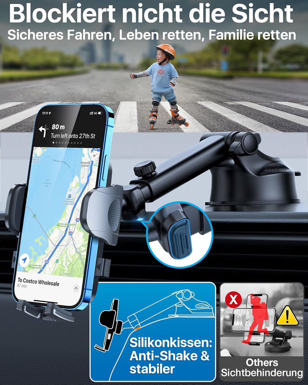 HTU 2026【Militär-Klasse】 Handyhalterung Auto【Stärkste Saugnapf & Lüftung】 4 in 1 Handy Halterung Aut