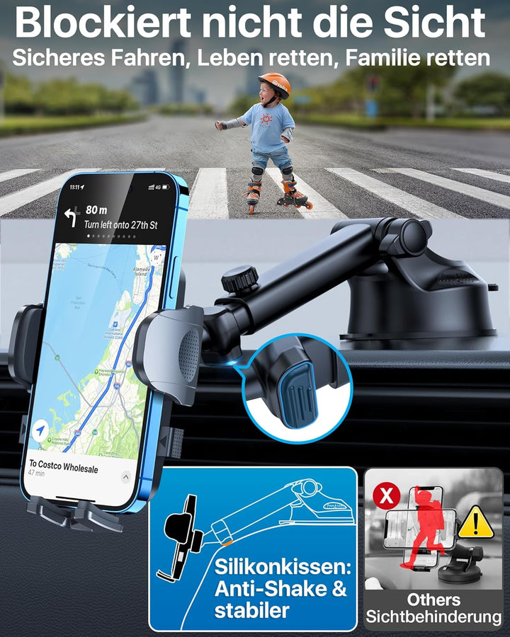 HTU 2026【Militär-Klasse】 Handyhalterung Auto【Stärkste Saugnapf & Lüftung】 4 in 1 Handy Halterung Aut